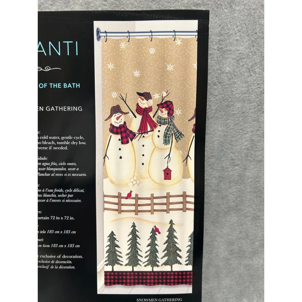 Shower Curtain‎ Christmas Snowmen Gathering Bathroom - New - Avanti